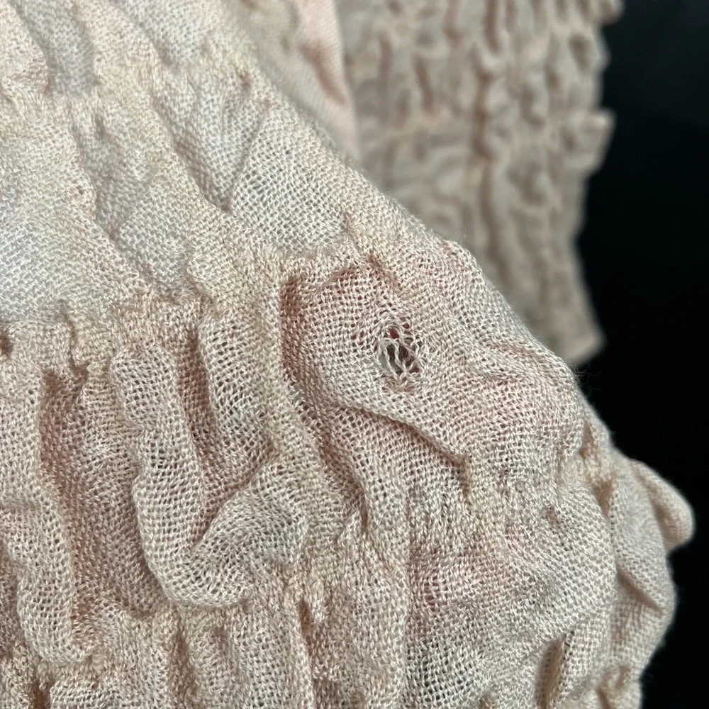HOBBS crinkle scarf wrap pale blush pink merino wool silk effortlessly chic euro
